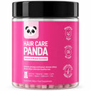 Jar of 'Hair Care Panda' vitamin and mineral gummies with pink label and black lid. #Size_300g